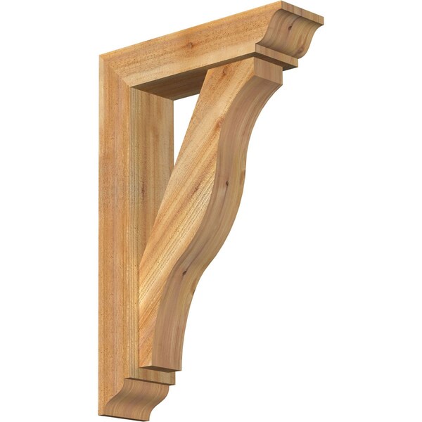 Ekena Millwork Funston Traditional Rough Sawn Bracket w/ Offset Brace, Western Red Cedar, 6"W x 22"D x 34"H BKT0604X22X34FST01RWR - main
